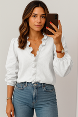 Bluzka z długim rękawem i marszczeniem dla kobiet