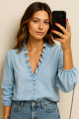 Bluzka z długim rękawem i marszczeniem dla kobiet