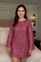 Sukienka koktajlowa z cekinami i wiązaniem dla kobiet