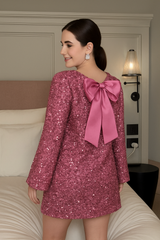 Sukienka koktajlowa z cekinami i wiązaniem dla kobiet