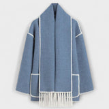 Elegancki płaszcz damski z paskiem w stylu Chanel