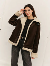 Kurtka polarowa vintage z długim rękawem dla kobiet