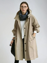 Elegancki damski płaszcz przeciwdeszczowy z kapturem