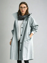 Elegancki damski płaszcz przeciwdeszczowy z kapturem