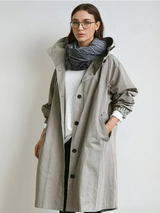 Elegancki damski płaszcz przeciwdeszczowy z kapturem