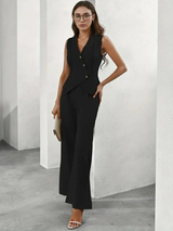 Dwuczęściowy garnitur damski z prostymi spodniami