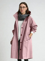 Elegancki damski płaszcz przeciwdeszczowy z kapturem