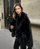 Elegancka kurtka ze sztucznego futra z kołnierzem dla kobiet