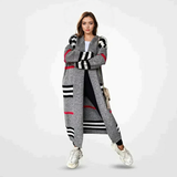 Damska długa kardigan w paski z otwartym przodem