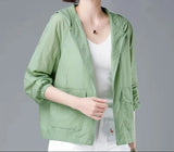 Damski wiatroodporny płaszcz przeciwdeszczowy z kapturem