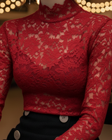 Floral Lace High Neck Blouse