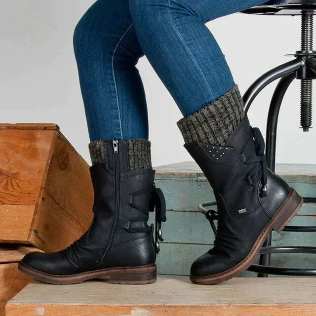 Wodoodporne zimowe buty do połowy łydki