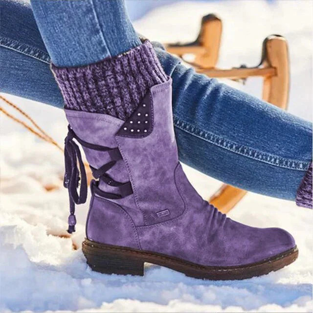Wodoodporne zimowe buty do połowy łydki