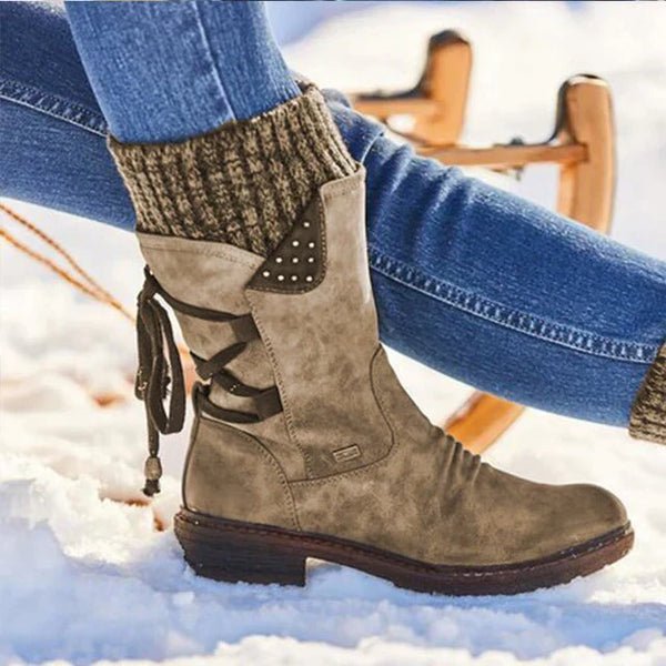 Wodoodporne zimowe buty do połowy łydki
