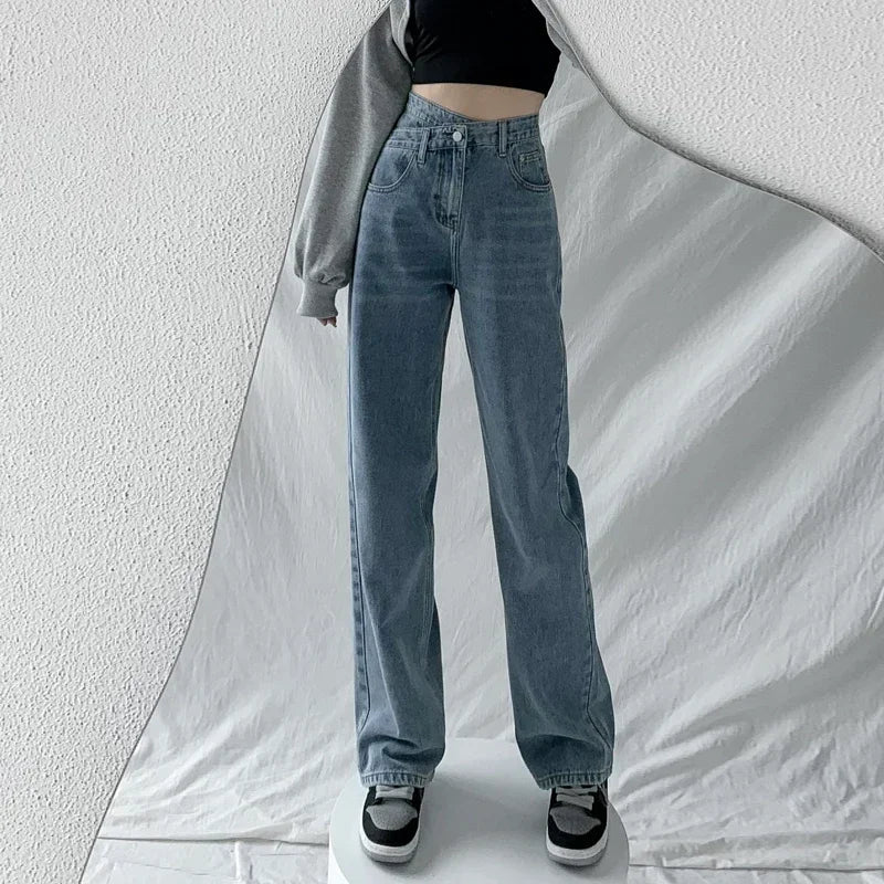 Stylowe jeansy damskie z wysokim stanem