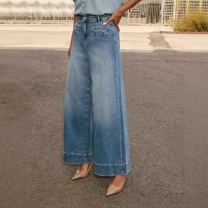 Damska jeansy z szerokimi nogawkami typu mom jeans