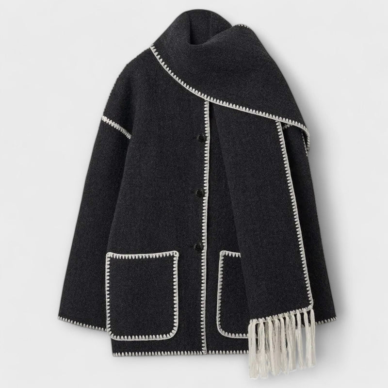 Elegancki płaszcz damski z paskiem w stylu Chanel