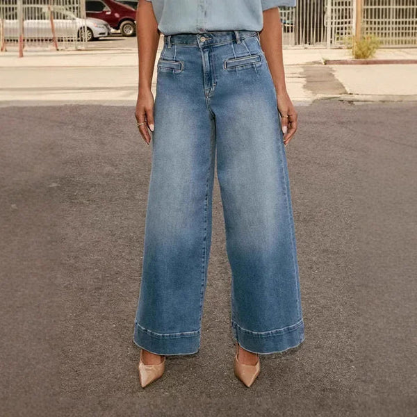 Damska jeansy z szerokimi nogawkami typu mom jeans