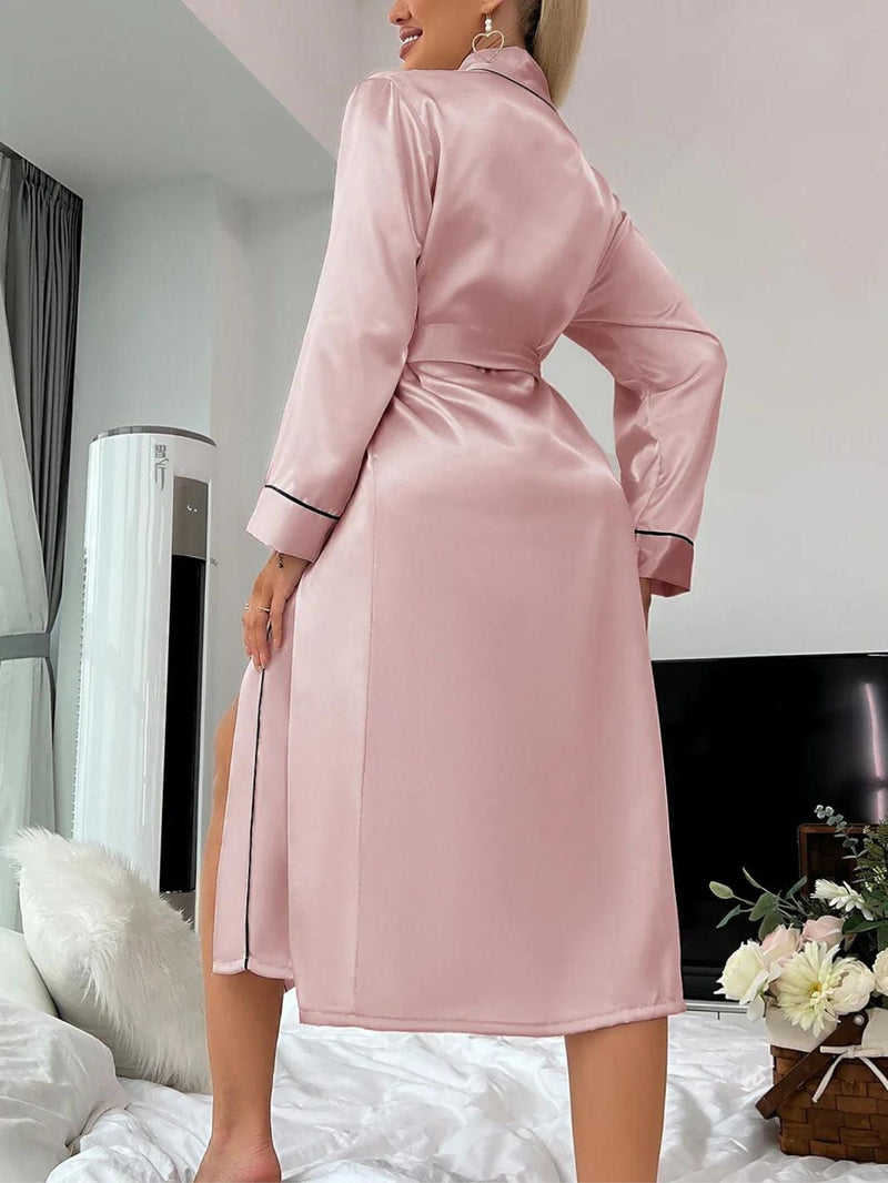 Klasyczny satynowy szlafrok kimono dla kobiet
