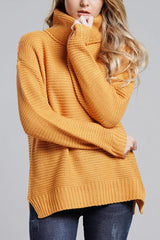 Damski sweter oversize z grubym splotem i golfem