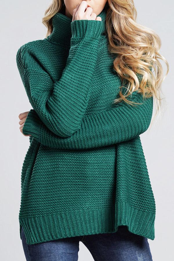 Damski sweter oversize z grubym splotem i golfem