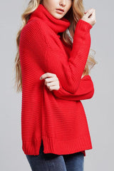 Damski sweter oversize z grubym splotem i golfem