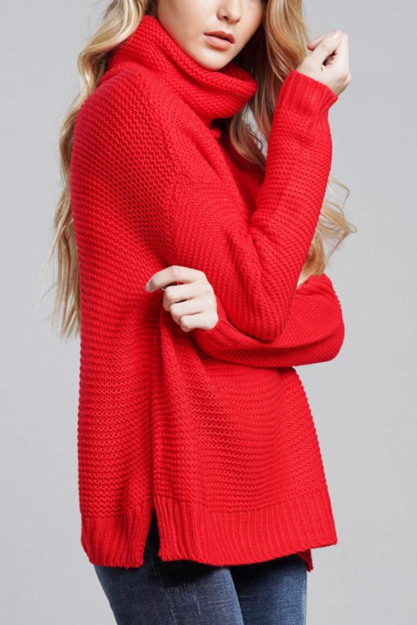 Damski sweter oversize z grubym splotem i golfem