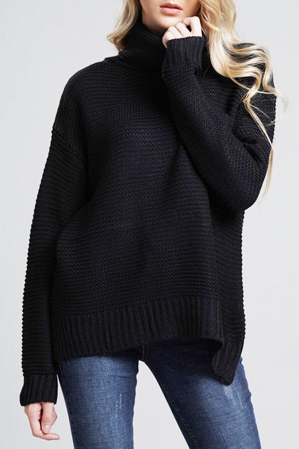 Damski sweter oversize z grubym splotem i golfem