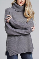 Damski sweter oversize z grubym splotem i golfem