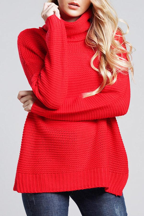 Damski sweter oversize z grubym splotem i golfem