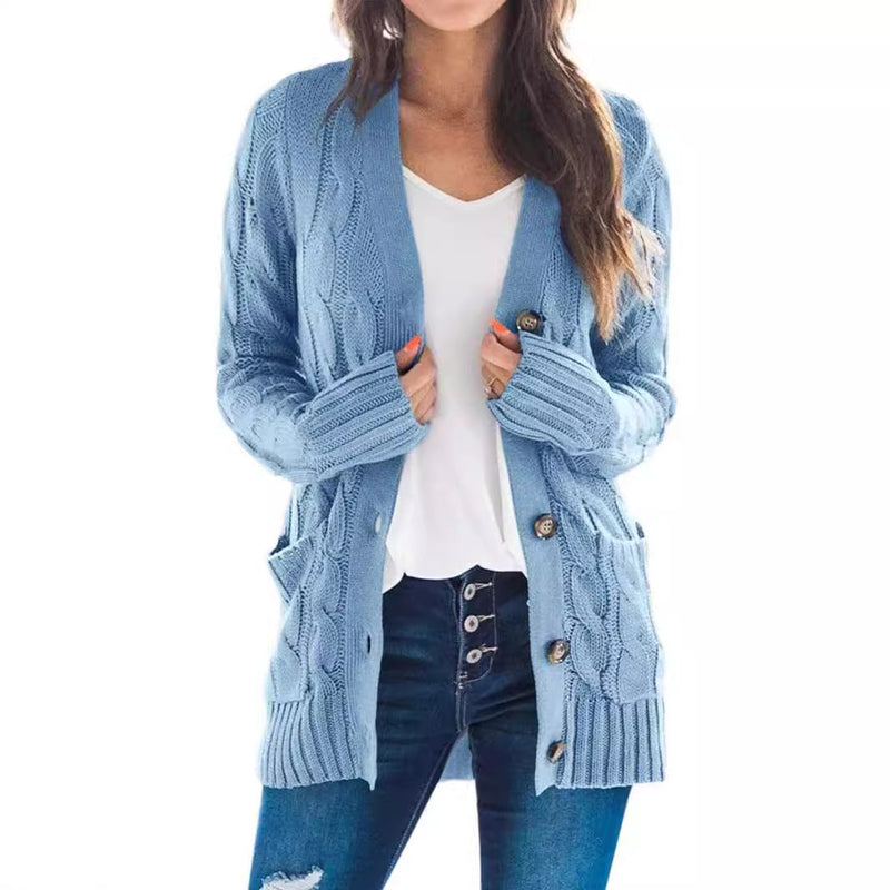 Klasyczny kardigan damski z długim rękawem w stylu casual