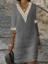 Boho V Neck Crochet Summer Dress
