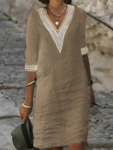 Boho V Neck Crochet Summer Dress
